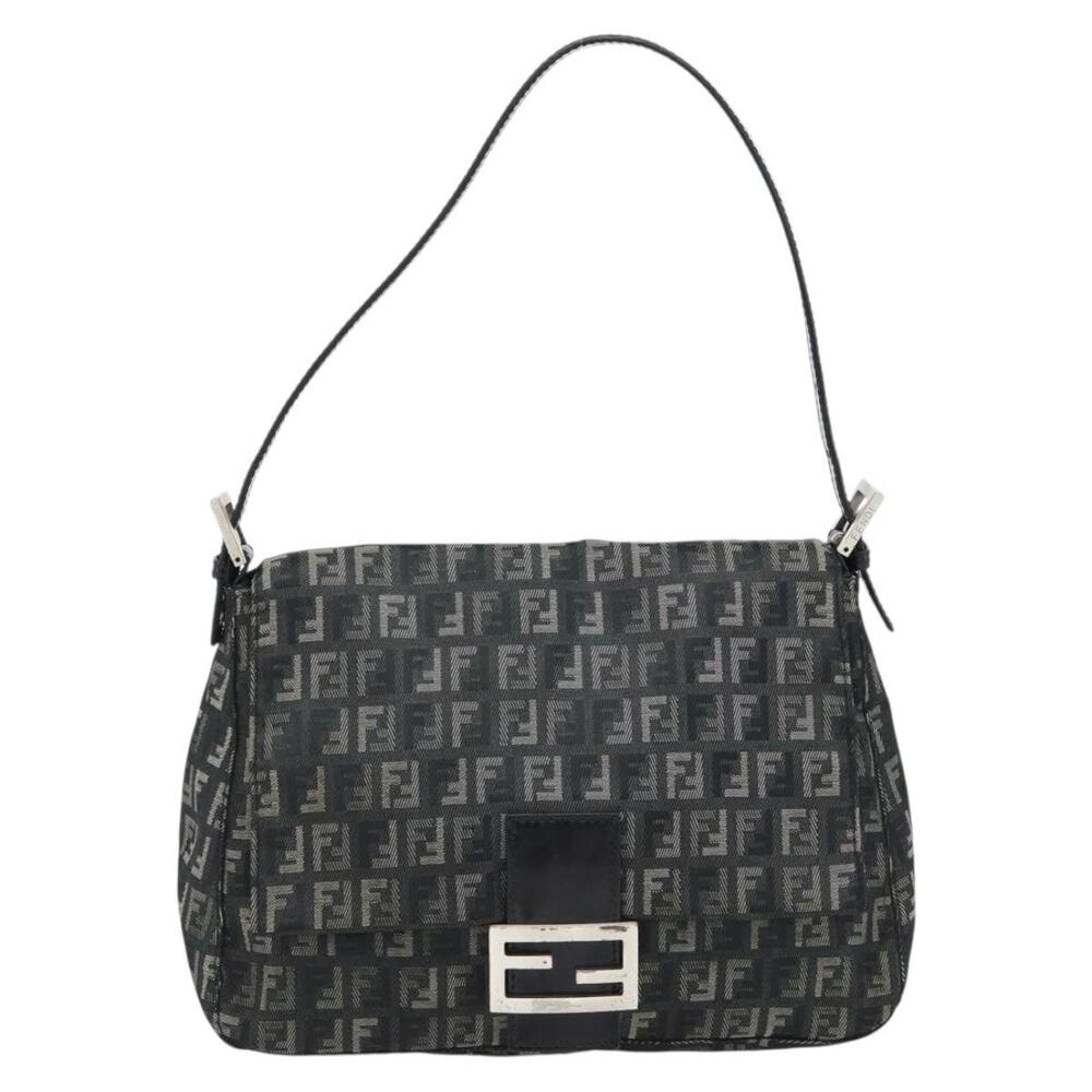 Fendi Zucchino Mamma Baguette Shoulder Bag Gray